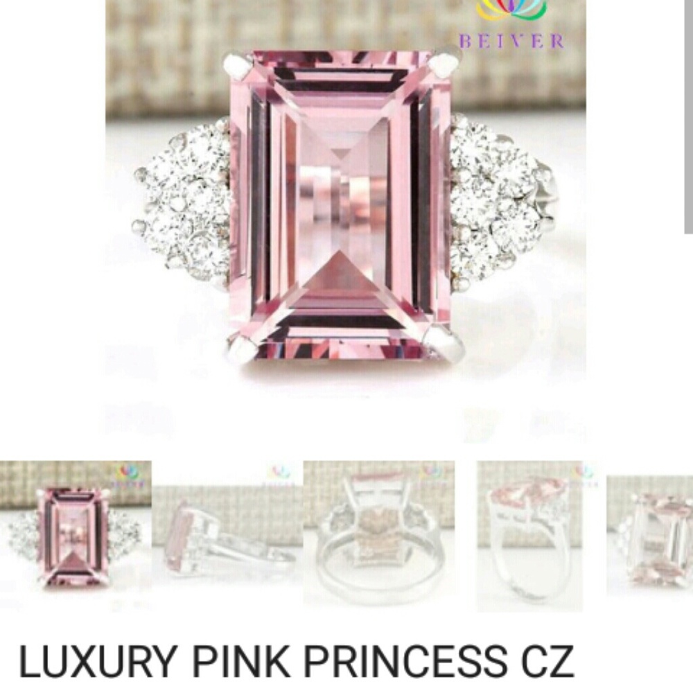 Sz 7 pink zirconia 8ctw wgp ring